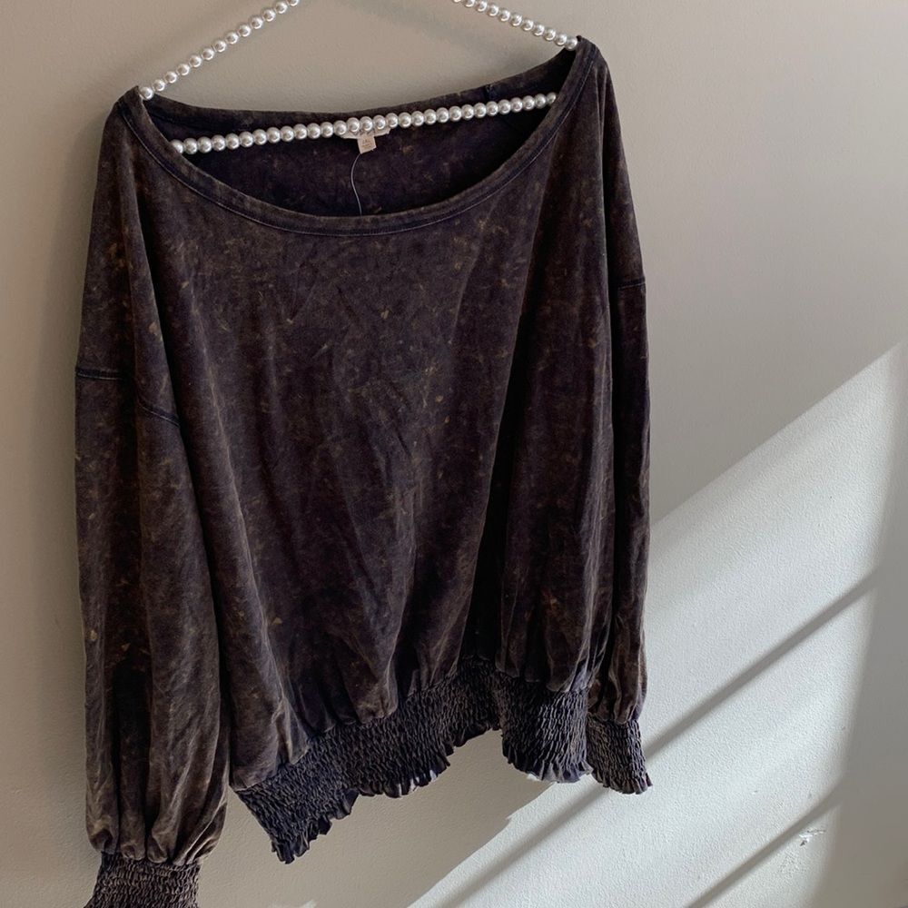 NEW Oddi Mineral Wash Smocked Hem Pullover 2XL
